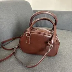 ブラウンレザーショルダーバッグ　ハンドバッグ