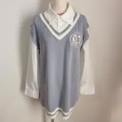 量産型 地雷 サブカル ノエミー NOEMIE ベスト レイヤード ニット 水色