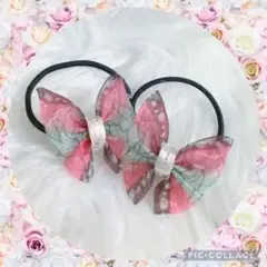 2こセット♡和柄　蝶々柄　古典柄　リボン　ヘアゴム
