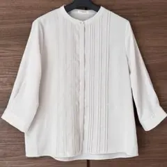 ホワイト ピンタック 長袖シャツ