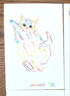 猫　絵画　イラスト　ドローイング