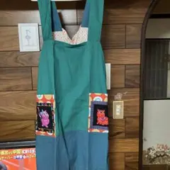 お値下げ❣ハンドメイド❣ロラライハリス ポケット付き エプロン グリーン