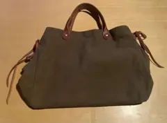 IL BISONTE キャンバスレザー トートバッグ　オリーブ