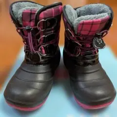 〈22cm〉★CHARKIES/キッズ 防水スノーブーツ ピンク系チェック