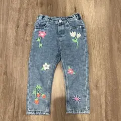 h&m 花刺繍デニムパンツ 86