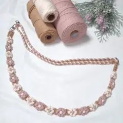 マクラメ スマホショルダーストラップ 長さ調整タイプ ハンドメイド