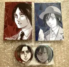 進撃の巨人 アニーク　缶バッジセット　エレン　ミカサ　特典ブロマイド　巨人大戦