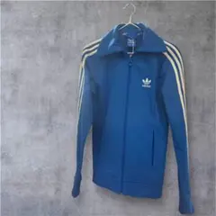 adidas トラックジャケット 青 白 3ライン S相当