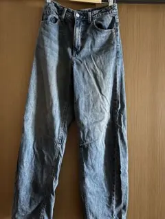 GU ブルー バレルレッグジーンズ Sサイズ　67ブルー　標準丈 本日のみセール