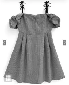 オフショルダー ギンガムチェック ワンピース