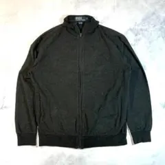 ラルフローレン ダークグレー ジップアップ スウェットジャケット M コットン