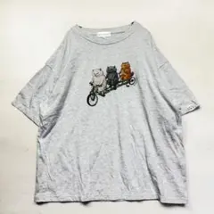77 Rei Kamano 猫 プリント Tシャツ グレー 半袖　グラフィックのサムネイル