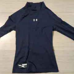 UNDER ARMOUR ネイビー ハイネックアンダーシャツ YLG　裏起毛