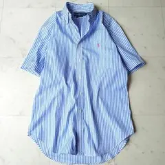 ラルフローレン ストライプ ポニー刺繍 半袖 ボタンダウン シャツ 大人スタイル