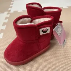 【7716】ムートンブーツ　ブーツ　レッド　ミニー　14cm 新品