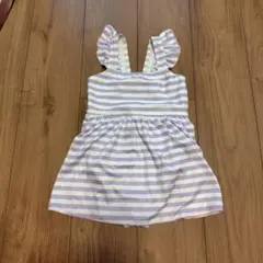 ワンピース水着 ラベンダー ボーダー フリル 女の子