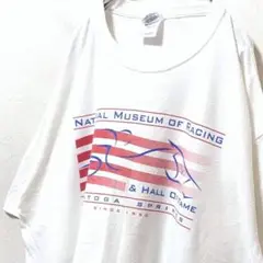 ギルダン ナショナルミュージアムオブレーシング Tシャツ ホワイト白XL古着