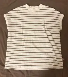 コーエン　ボーダーノースリーブTシャツ　クルーネック　ホワイト　ブラウン