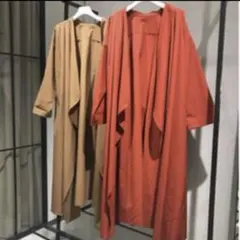 DRESSLAVE ガウン風 ドレープロングコート orange