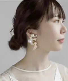 ANEMONE パール×メタルフラワーイヤリング「Hanayome」