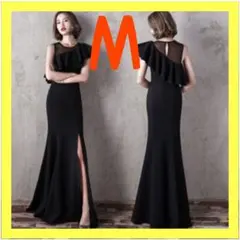 マーメイド ドレス ロング丈 キャバドレス ハイスリット ブラック M