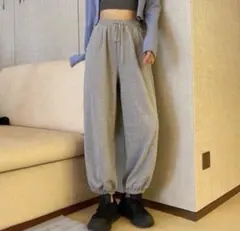 レディース ジョガーパンツ グレー スウェット 太め ダンス ルームウェア M