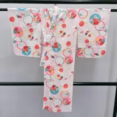 ★4363★ 浴衣 女の子 キッズ ゆかた 淡いピンク色 蛍光色柄