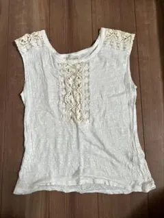 ZARA Tシャツコレクション レース タンクトップ ホワイト Mのサムネイル