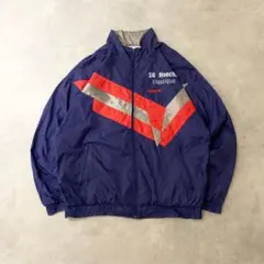 90s古着adidasナイロンジャケット刺繍OPELロゴ当時物ネイビーDB422 