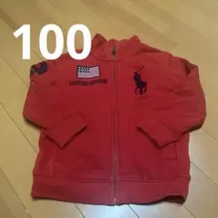 100赤 パーカー 3 ポロバイラルフローレン　Ralph Lauren