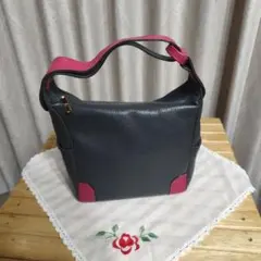 ✨美品✨Kitamura キタムラ ハンドバッグ レザー ネイビー 赤 犬ロゴ
