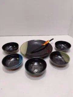 ​【未使用】美濃焼 和食器セット 大皿1枚 小鉢5個 箸1膳 パスタ皿 盛鉢