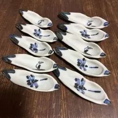未使用保管品✨京焼 清水焼 陵泉 舟型雲錦 箸置き 2個✨桜 紅葉 箸置