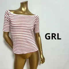 【2509】GRL オフショル ボーダー トップス