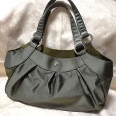 【アニエスベー】オリーブグリーン ナイロン トートバッグ