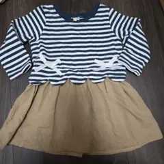 【美品】 ボーダー ワンピース 裏起毛