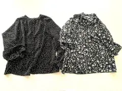 ドット・花柄五分袖ブラウスセット