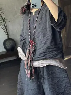 京都 HOMIES オリジナル アンティークリネンロングスリーブシャツ