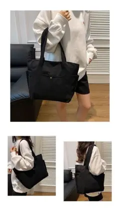 大容量キャンバストートバッグ　ブラック