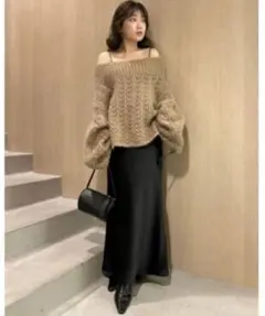 FRAY I.D モヘアウールオフショル柄編みプルオーバー