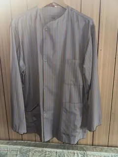 ストライプ長袖シャツ グレーと青