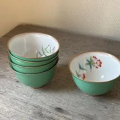 香蘭社 草花デザイン 湯吞み5客セット