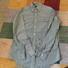 ラルフローレン　緑と白のチェック柄長袖シャツ
