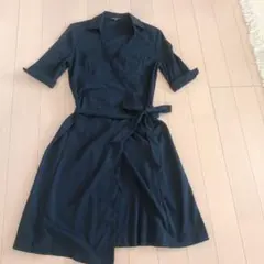 ブルックスブラザース　紺 半袖ラップワンピース