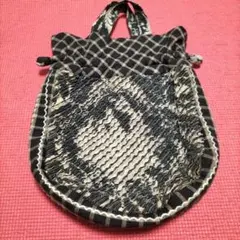 ハンドメイド黒と白のチェック柄トートバッグ