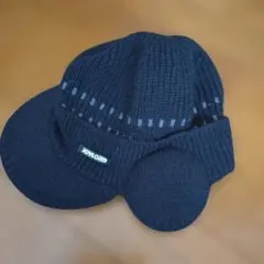 ブラックニットキャップ 耳あて付き