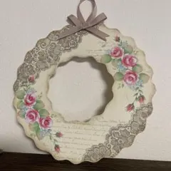 トールペイント作品　薔薇プレート　薔薇雑貨　薔薇ウエルカムプレート