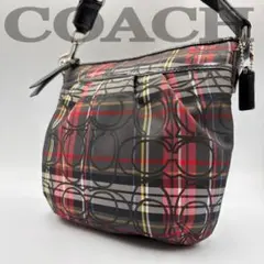 COACH ポピー ショルダーバッグ タータンチェック シグネチャー 斜め 