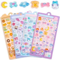 シール 3Dシール 立体 可愛い ぷくぷく 4枚セット おしゃれ キラキラ