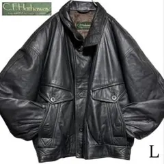 派手裏地【vintage】本革 ラムレザーシングルライダースジャケット 黒 L